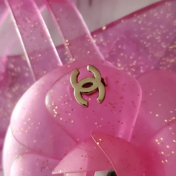 Pink Glitter Jelly Sandals with Flower Accent - Picture 5 of 6